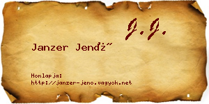 Janzer Jenő névjegykártya